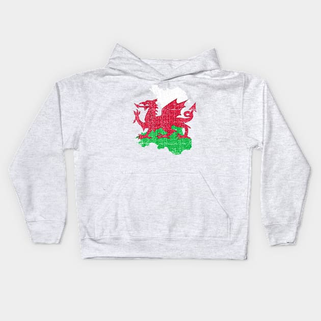 Wales Map Shape and Flag Souvenir Kids Hoodie by Family Heritage Gifts